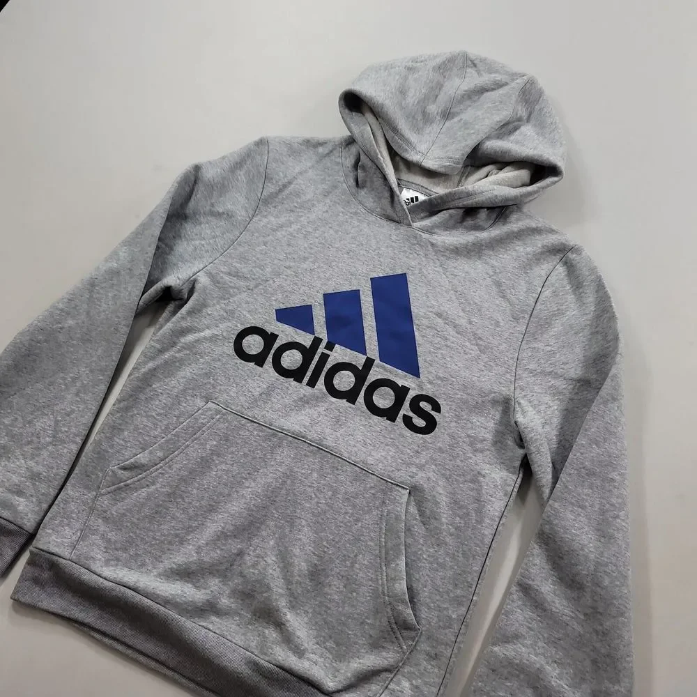 Adidas Essential Pullover Hoodie Boys XL 18 20 Grey‎ Heather Slim Fit